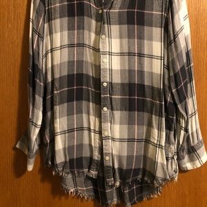 Aerie gray flannel fringe bottom
